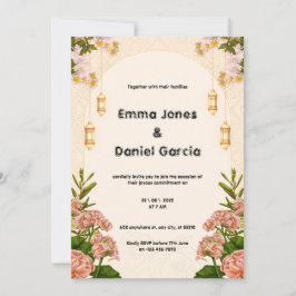 Beige Cream e Convite para Casamento Rosa
