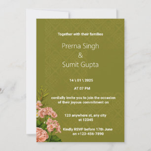 Beige Cream e Convite para Casamento Rosa