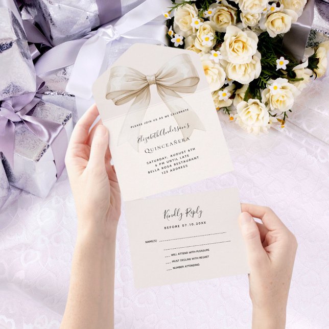Beige Creme arco Quinceanera rsvp (Criador carregado)