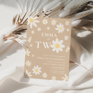 Beige Daisy Segundo Convite do segundo aniversário