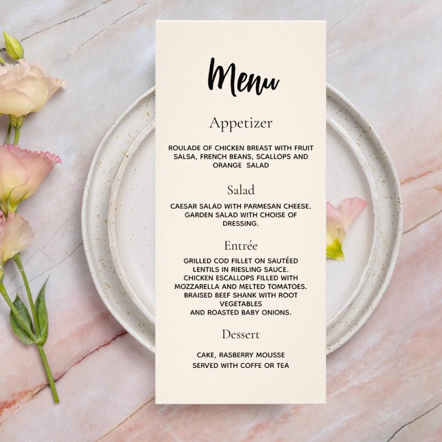 Beige do menu janto do programa de casamento (Criador carregado)