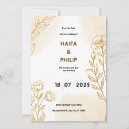 Beige Dourado Floral Delicate Convite Para Casamen