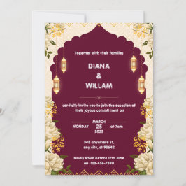 Beige e Red Wedding Convite