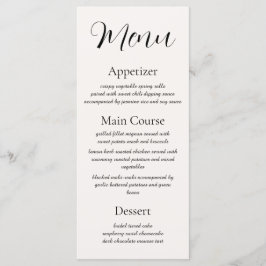 Beige Elegance Reception Menu