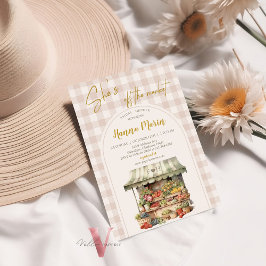 Beige Gingham Do Convite Para Chás de panela De Me