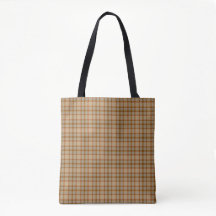 Beige Gray Red Brown Plaid Tartan Tote Bag