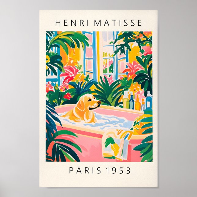 Beige Labrador Na Banheira, Impressão De Arte Cani (Frente)