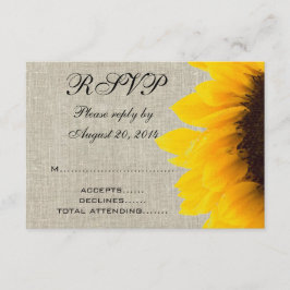 Beige Linen Sunflower Rustic Weding RSVP
