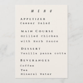 Beige Menu Template Modern Simple Wedding