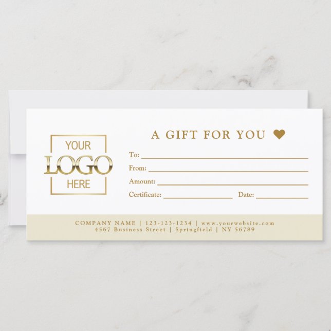 Beige Minimal Business Gift Certificate Template (Frente)