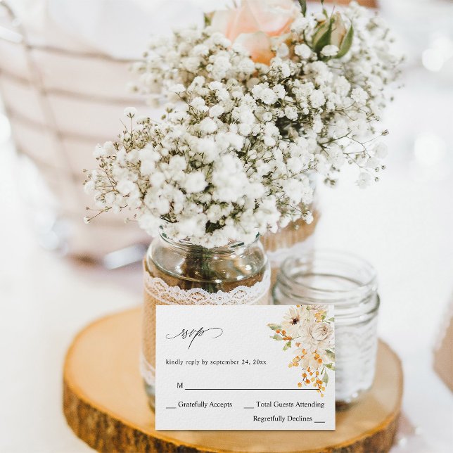 Beige & Orange Floral no Meal RSVP (Criador carregado)