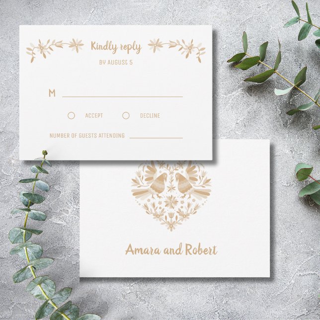 BEIGE OTOMI MEXICAN RSVP CARD (Criador carregado)