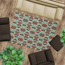 Beige Red Brown Aqua Blue Verde Arte Tribal Azul