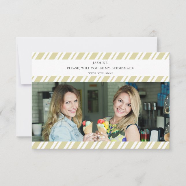 Beige Stripes Você Será Meu Nome De Foto Da Brides (Frente)