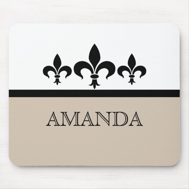 Beige Swanky Fleur De Lis Mousepad (Frente)