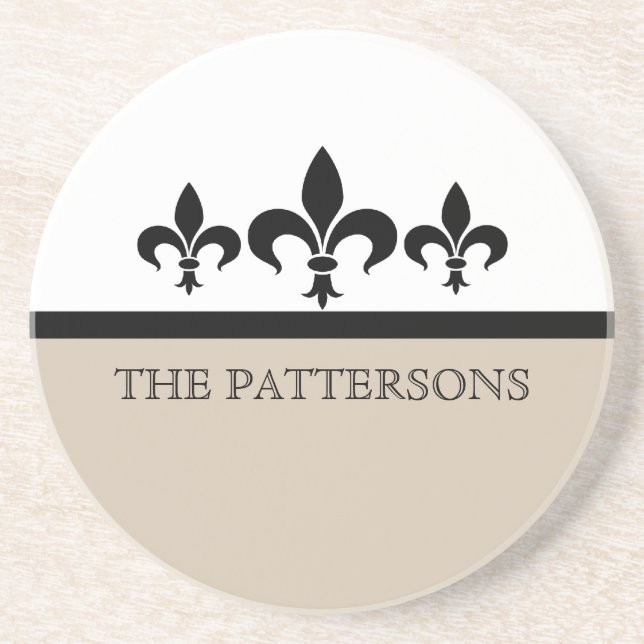 Beige Swanky Fleur De Lis Porta copos (Frente)
