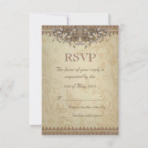 Beige Vintage Lace Wedding RSVP
