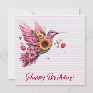 Beija-flor voando Feliz Aniversário