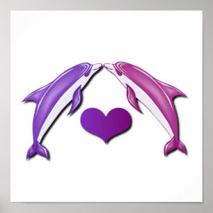 Beijando o impressão do poster dos golfinhos