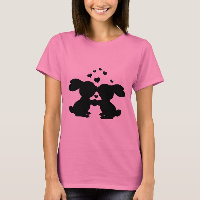 Beijar coelhos com camisa de coração (Frente)