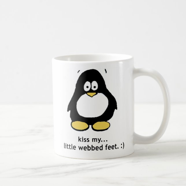 "Beije caneca do pinguim dos meus pés Webbed (Direita)