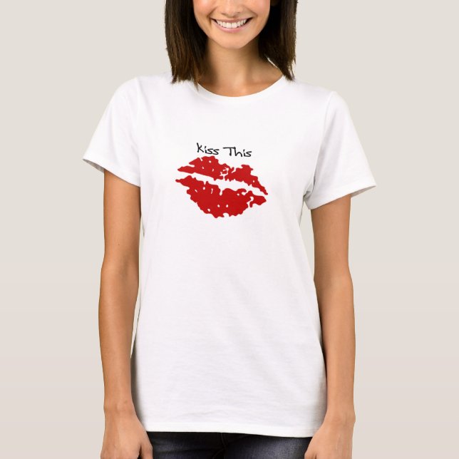Beije este t-shirt vermelho dos lábios (Frente)