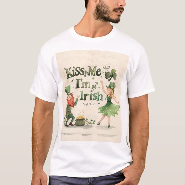 Beije Me Eu Sou Irlandês Camiseta (Frente)