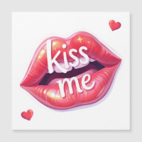 Beije Me Ilustração Artística de Lábios Vermelhos