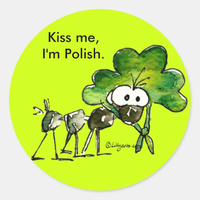 Beije-me, sou um adesivo de Shamrock polonês (Frente)