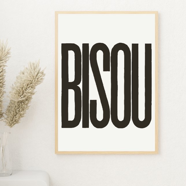 Beijo "Bisou" em francês branco e Impressão preto (Criador carregado)