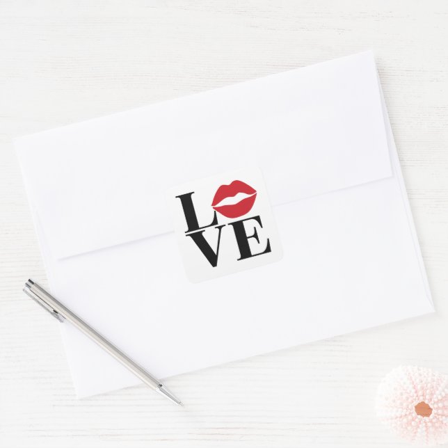 Beijo de Amor: Edição de Lábios Vermelhos Adesivos (Envelope)