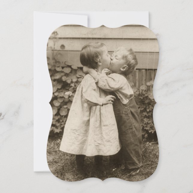 Beijo de Casamento Vintage, Convite de Festa de No (Frente)