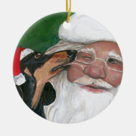 Beijo de Dachshund para Papais noeis Ornamento de