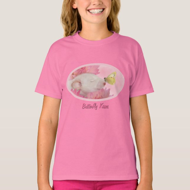 Beijos borboletas para camisetas de meninas (Frente)