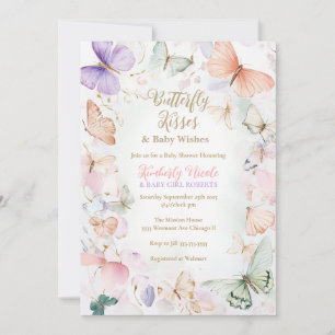 Beijos de borboletas de convite para chás de frald