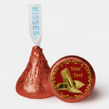 Beijos Hershey de Sapato de Salto Alto Dourado Ver