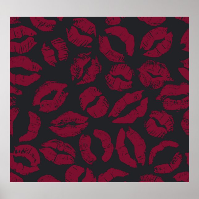 Beijos Lipstick: impressões vermelhas escuras (Frente)