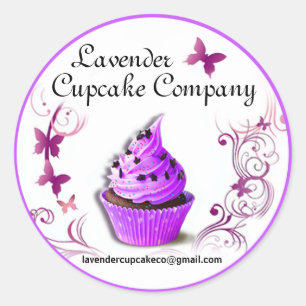 Beira roxa da etiqueta do Co do cupcake da lavanda