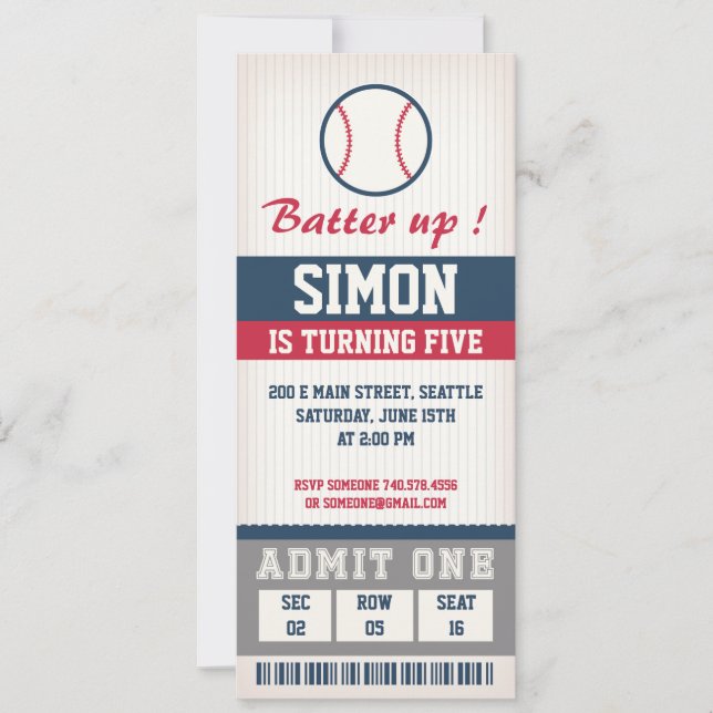 Beisebol Boas Festas de aniversário de Convite de  (Frente)