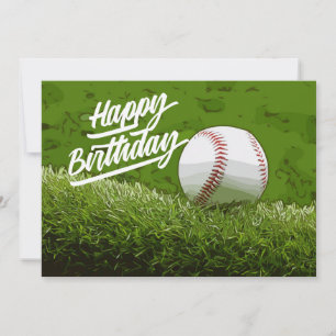 Beisebol Feliz Aniversário com bola de grama verd