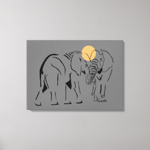 Bela Arte de Canvas Elefante Minimalista