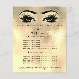 Bela Artista Makeup Salon Lashes Flyer Faux Dourad