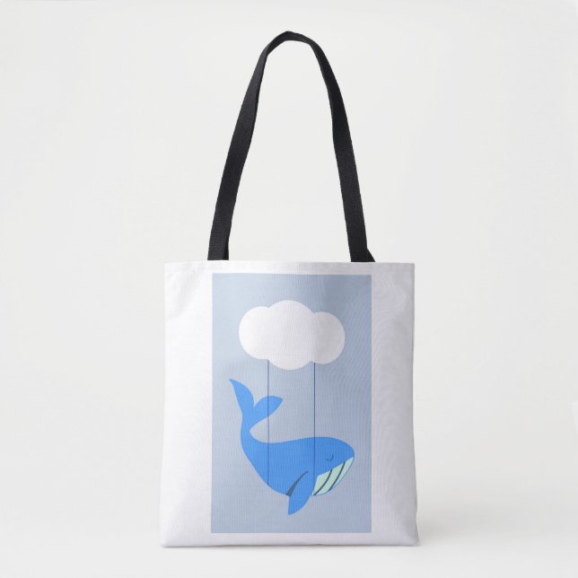 Bela Bolsa Tote com um lindo design de Baleia! (Frente)