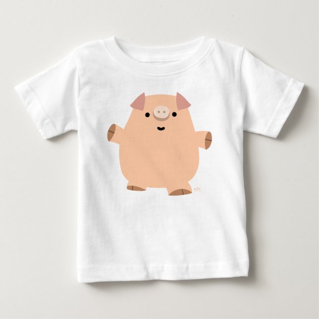 Bela Brincadeira Cartoon Porco Bebê T-shirt (Frente)