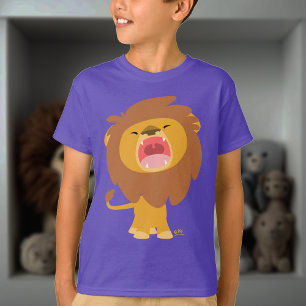 Bela Camiseta de Cartoon Lion Crianças