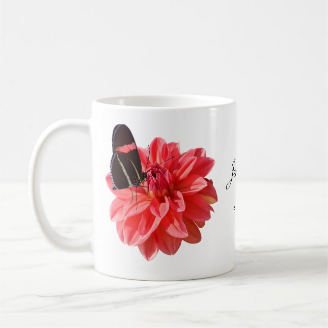 Bela Caneca Dahlia com Borboleta Caneca de Café (Esquerda)