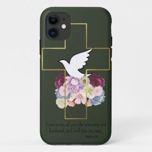 Bela Capinha Verde Escura para Celular com Bênçãos