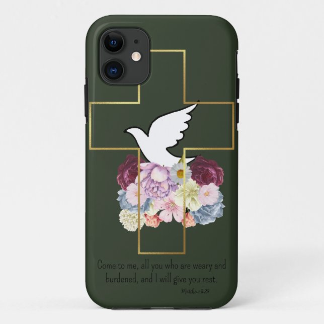 Bela Capinha Verde Escura para Celular com Bênçãos (Verso)
