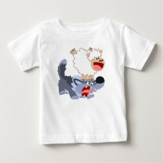 Bela caricatura de ovelha e camiseta de lobo