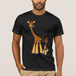 Bela Caricatura Padre Giraffe e Camiseta do Vitelo